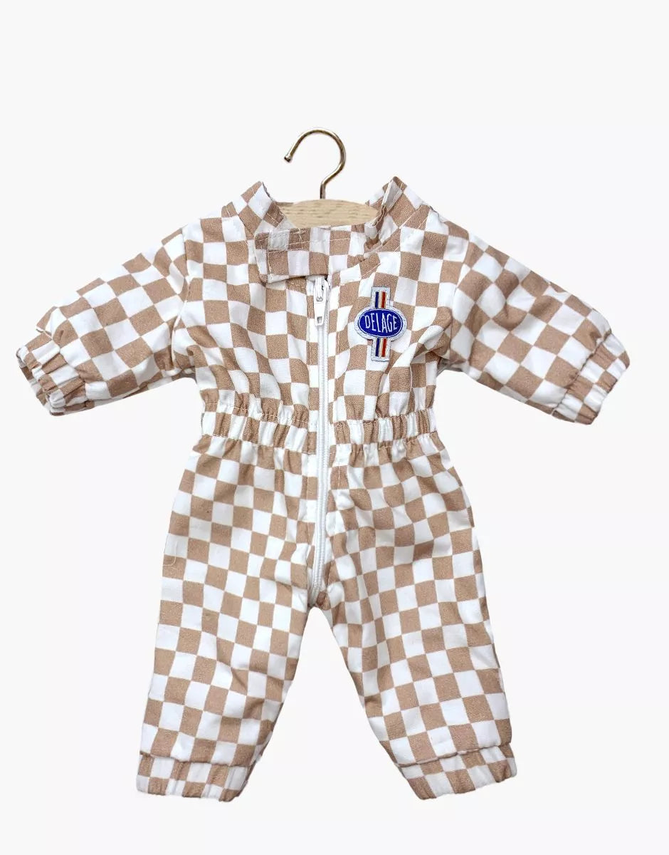 Kombinezon dla lalek Minikane X Delage – Combinaison Laurent à damier beige et blanc