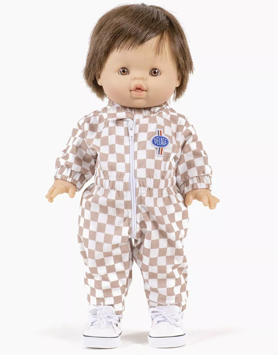 Kombinezon dla lalek Minikane X Delage – Combinaison Laurent à damier beige et blanc