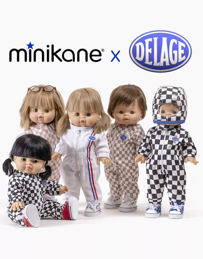 Kombinezon dla lalek Minikane X Delage – Combinaison Laurent à damier beige et blanc
