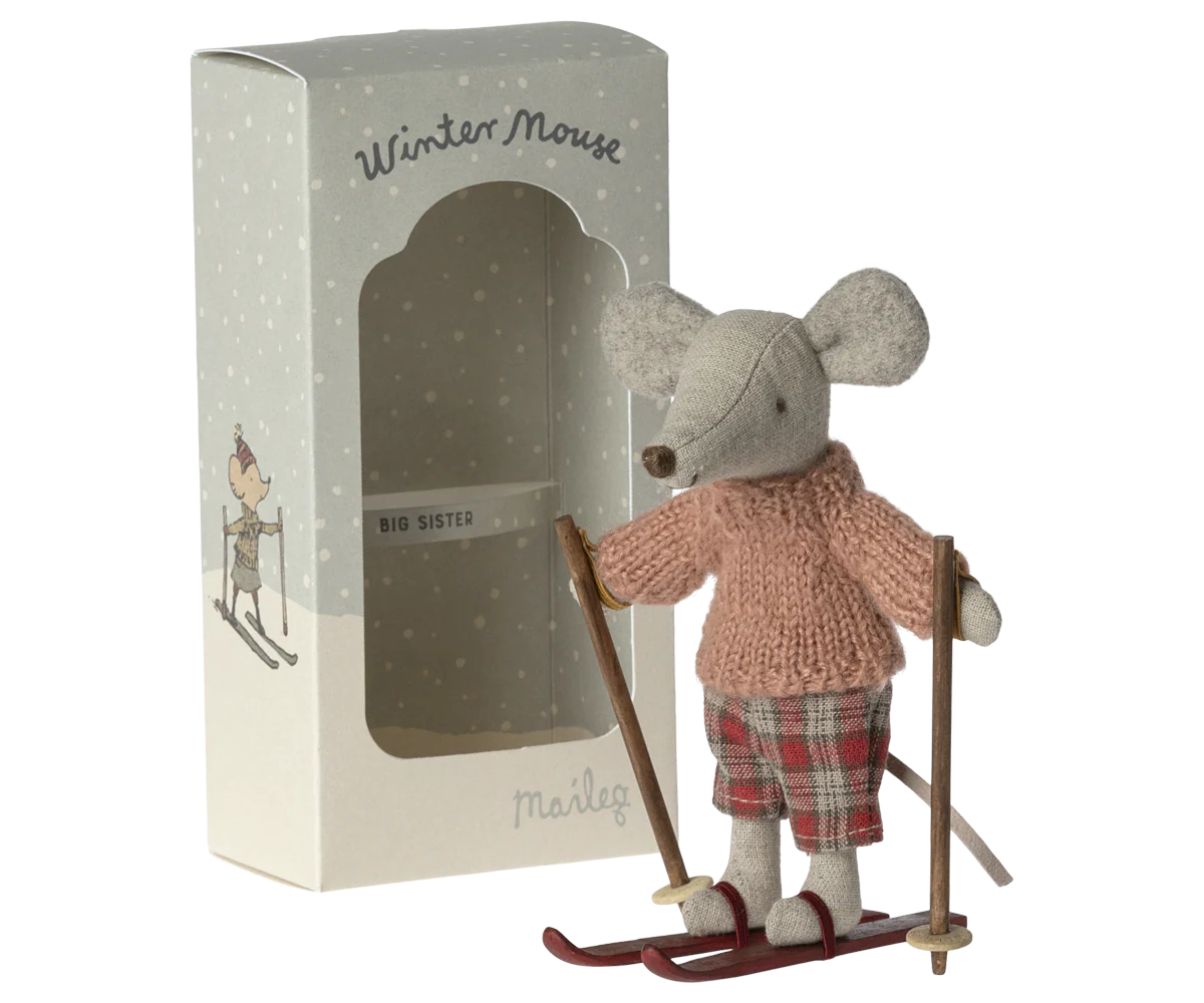 Myszka - Winter mouse with ski set, Big sister